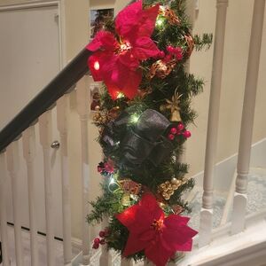 Festive Holiday Garland with Red and Black Accents